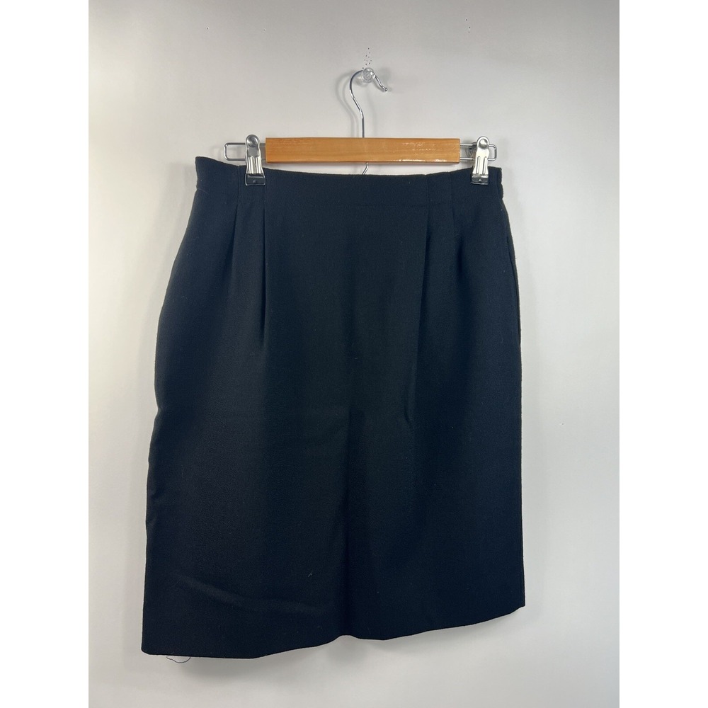 Vintage Talbots Petites Pencil Skirt Womens Size 10P Black‎ Wool Knee Length